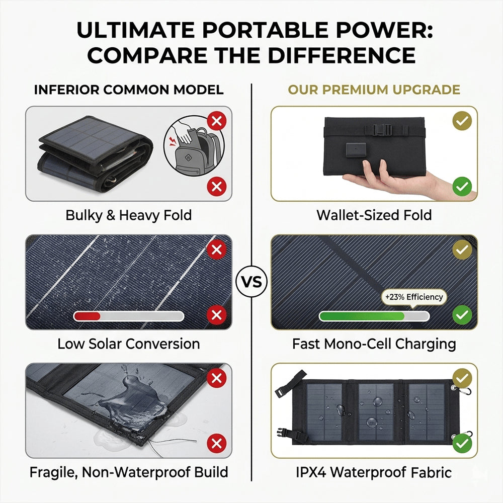 ☀️ Foldable 10W Solar Charger Panel with USB Output