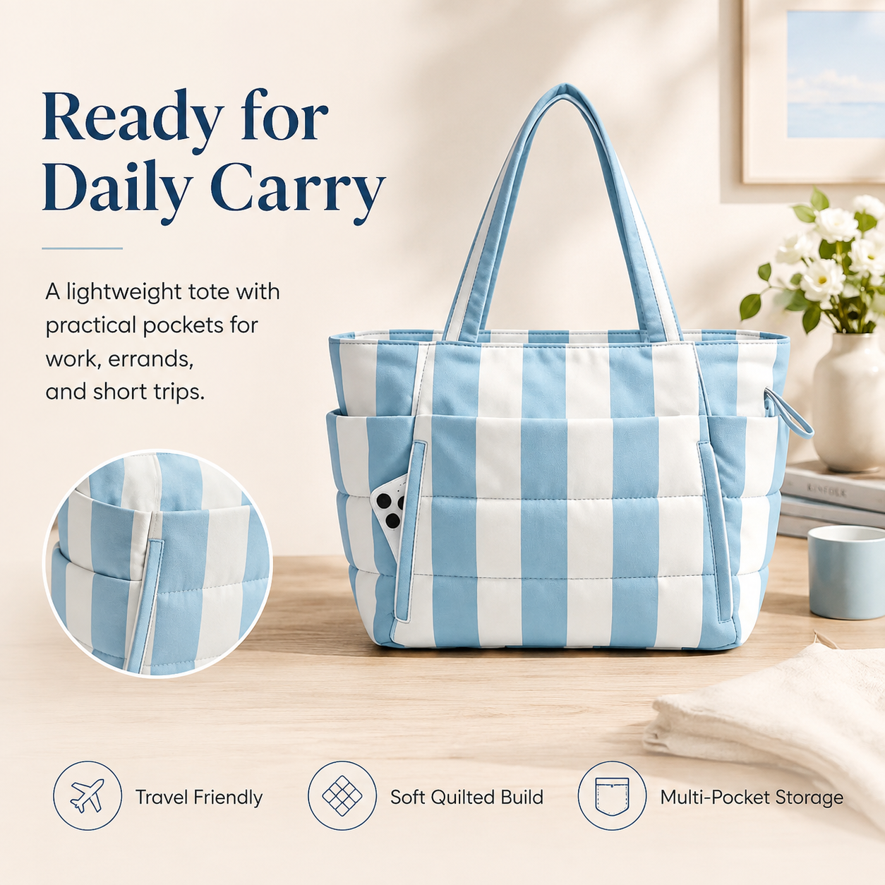 ✨Quilted Multi-Compartment Travel Tote 👜✈️