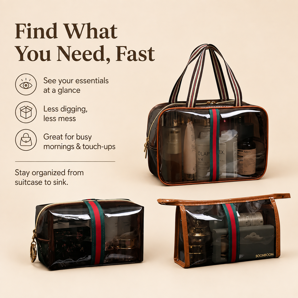 👜 3-Piece Vintage Vanity Bag Set ✨✈️