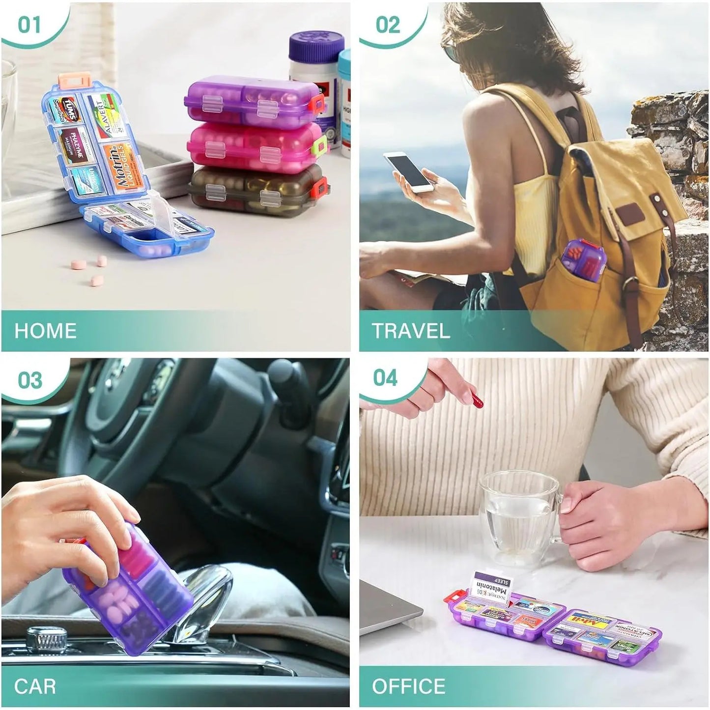 💊 Travel Pill Organizer with 200 Labels | 10 Compartments ✈️