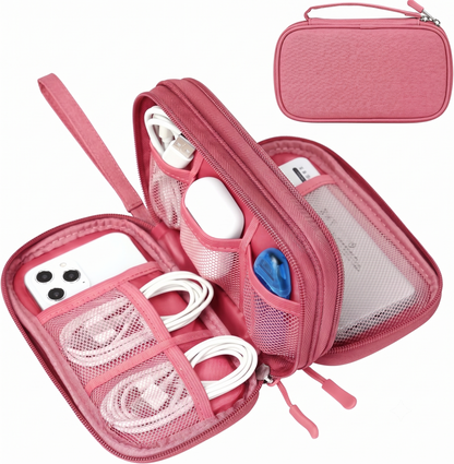 🔌 Master Your Cable Chaos | Double-Layer Electronic Travel Organiser, Waterproof Electronics Accessories Carry Bag for Cables, Charger & Phone ✨