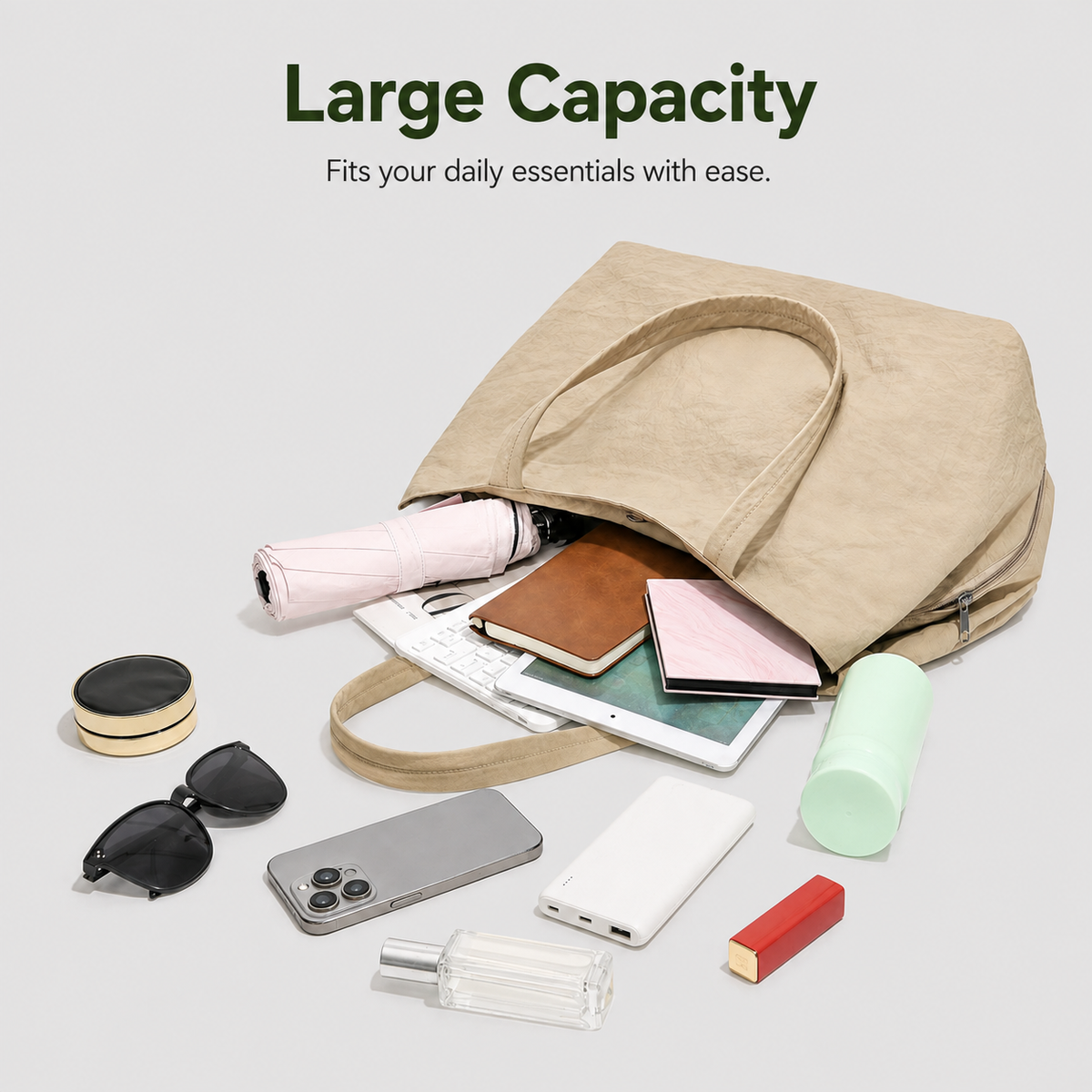 Three Compartment Large Capacity Tote Bag