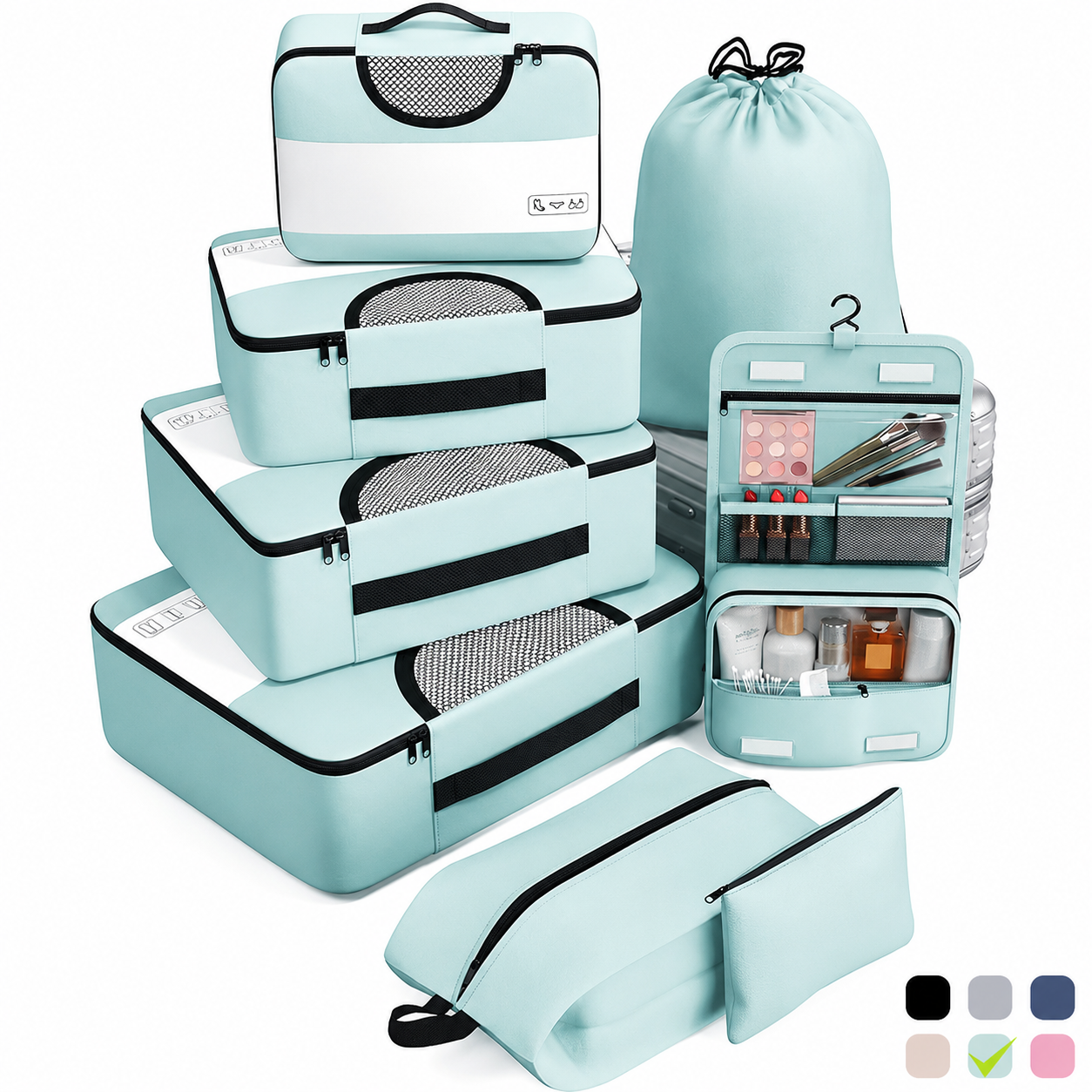 🎒Daily Decluttering | Portable 8-Piece Multifunctional Foldable Storage Bag and Travel Organizer Set ✨
