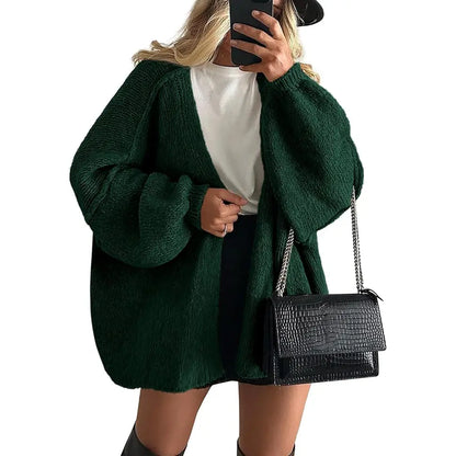 🍂 Cozy Fall Elegance | Women's Oversized Cardigan Sweater, Lightweight Long Lantern Sleeve Open-Front Knitwear Top ✨