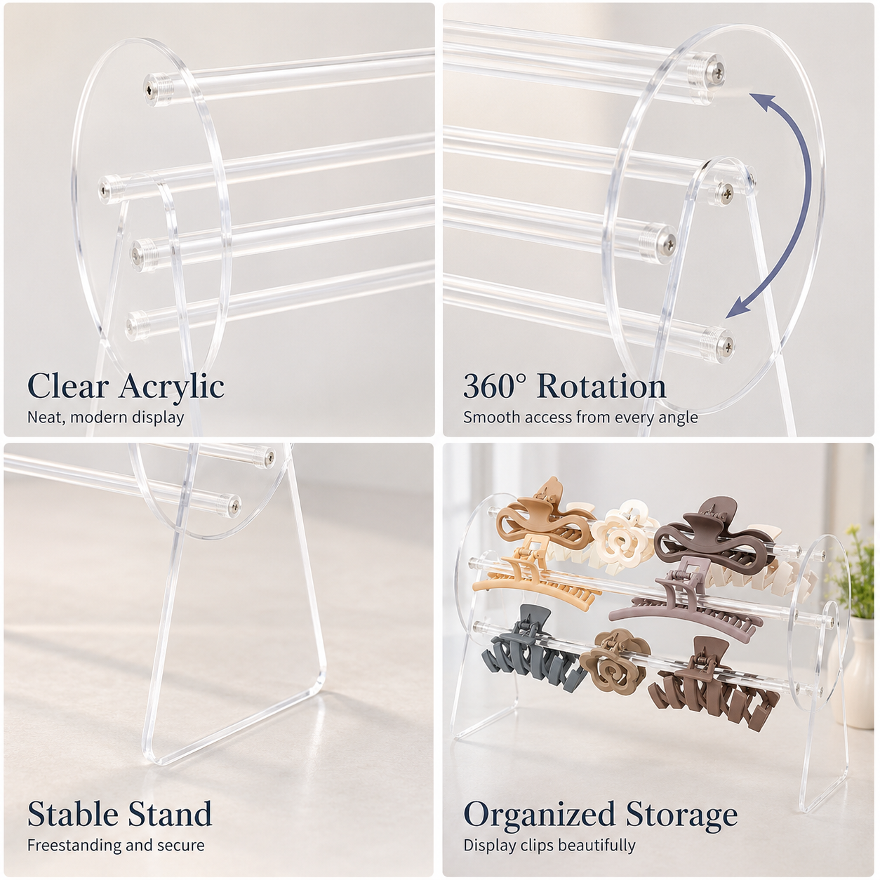 360-degree rotating gripper storage rack