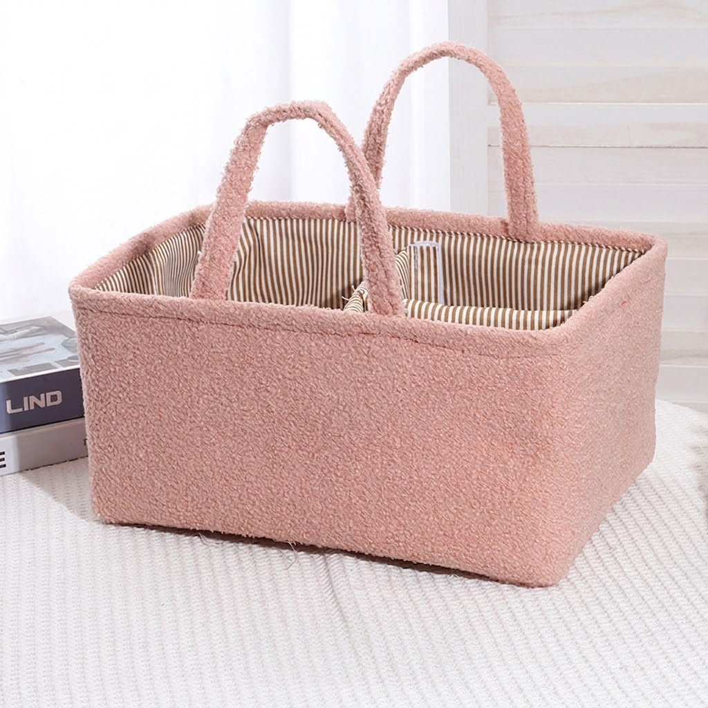 Short Plush Hand-Held Storage Basket