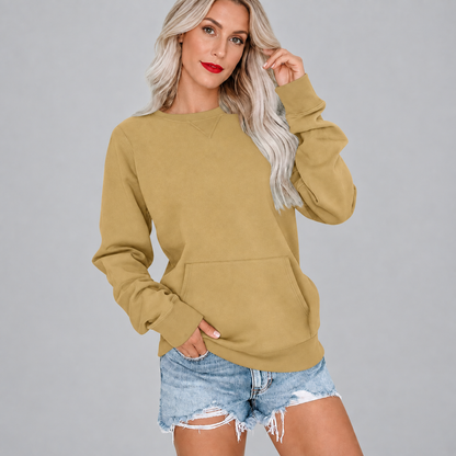 Women's Oversized Crewneck Sweatshirt with Kangaroo Pocket