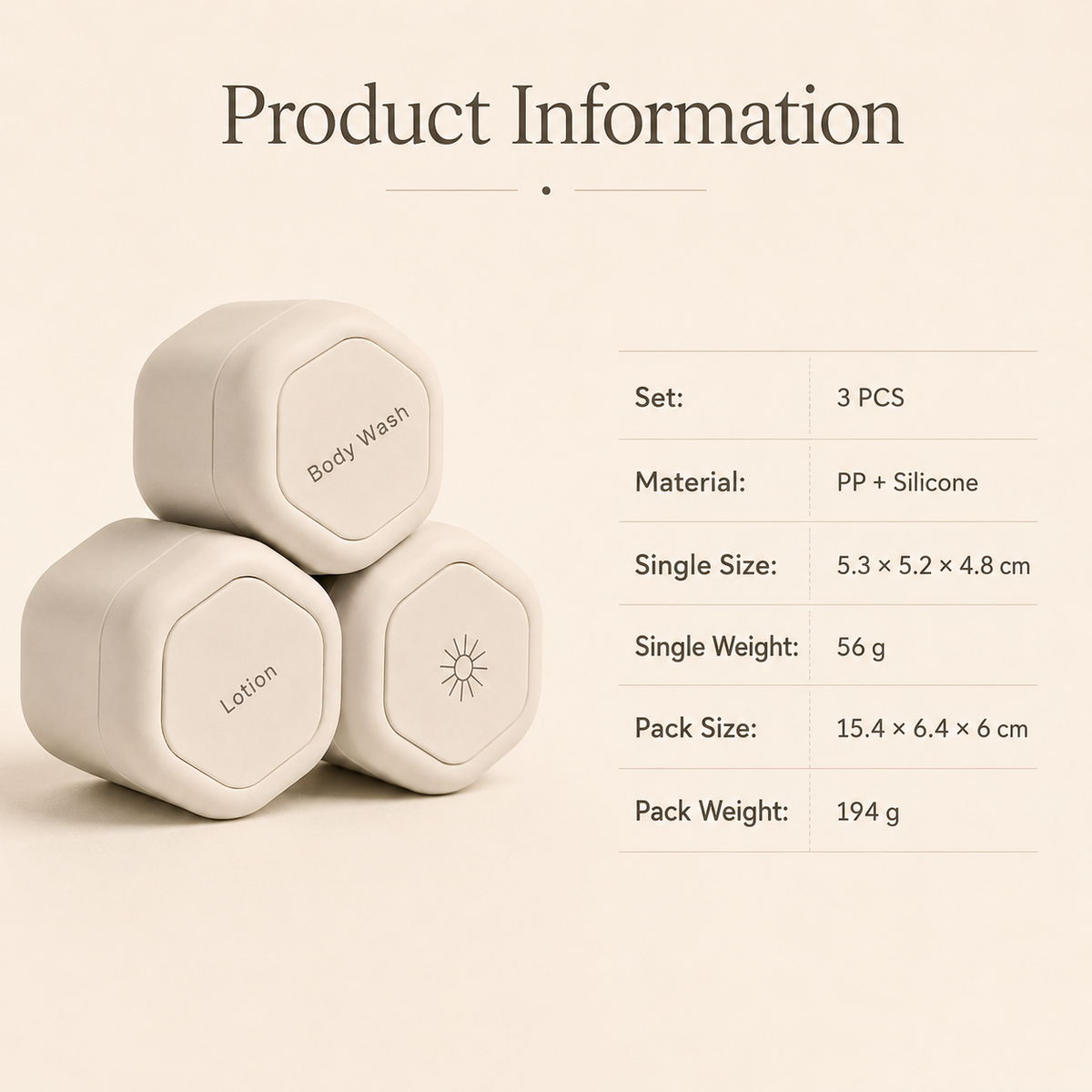 Three-Piece Portable Magnetic Travel Toilet Bottle Set