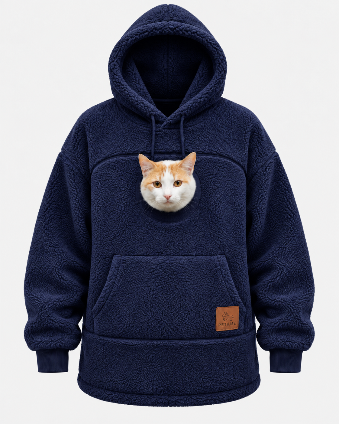 Oversized Sherpa Hoodie with Built-In Pet Pouch