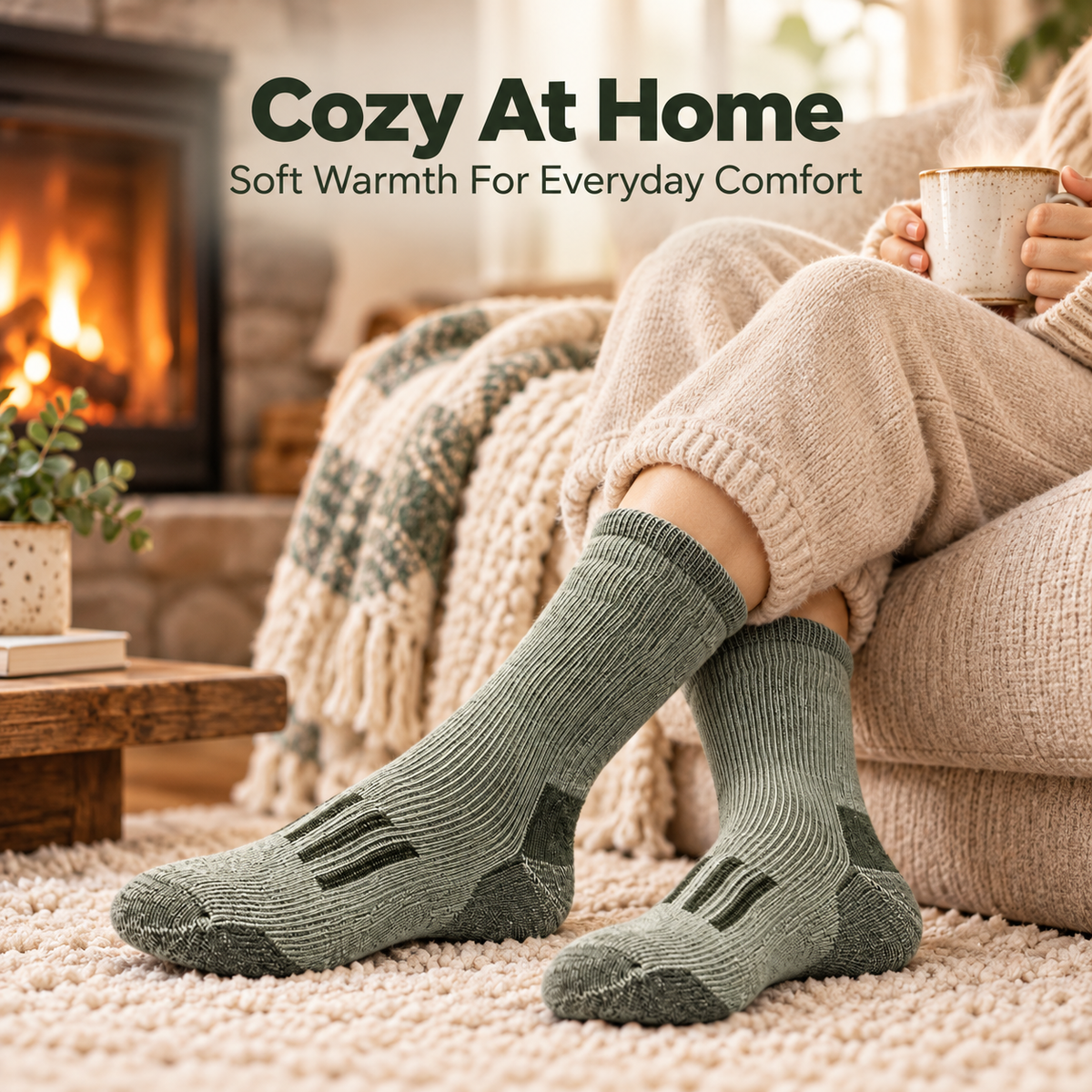 3-PAIR Merino Wool Thermal Socks – Thick Cushioned Winter Warmth