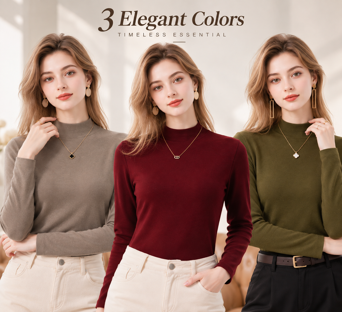 Women's Slim-Fit Mock Neck Knit Top