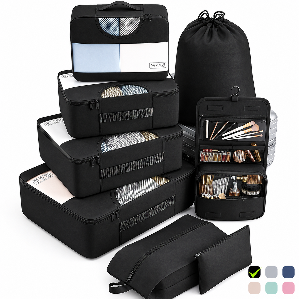 🎒Daily Decluttering | Portable 8-Piece Multifunctional Foldable Storage Bag and Travel Organizer Set ✨