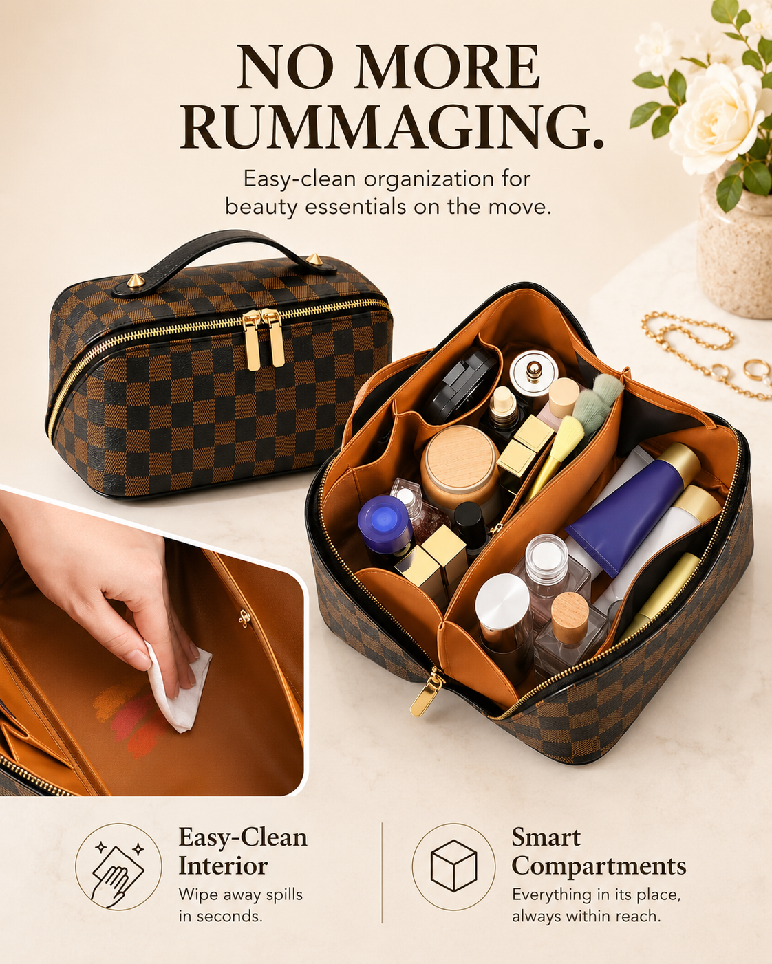 ✨ Premium PU Cosmetic Bag