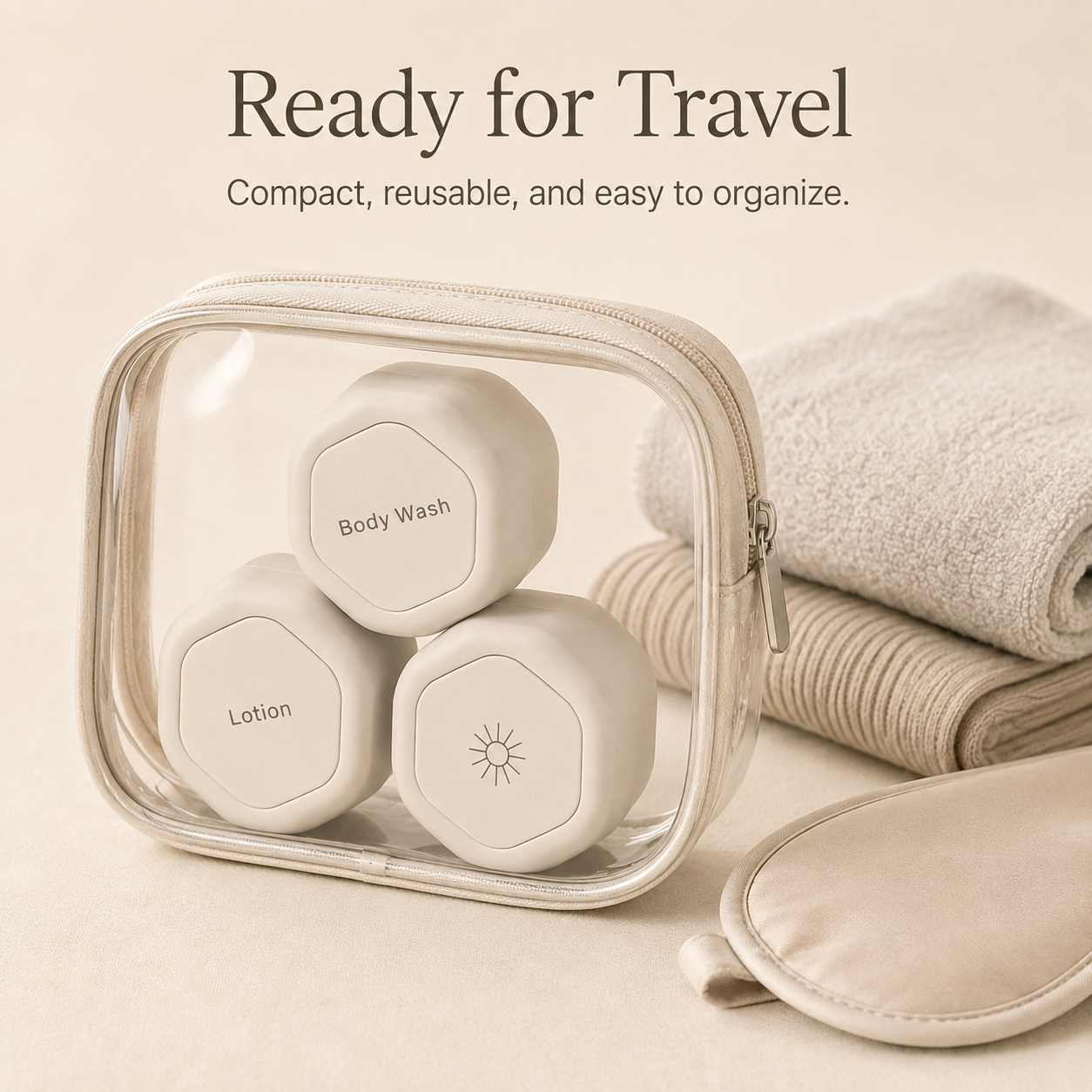 Three-Piece Portable Magnetic Travel Toilet Bottle Set