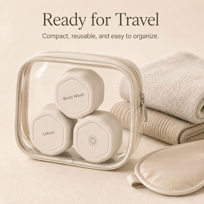 Three-Piece Portable Magnetic Travel Toilet Bottle Set