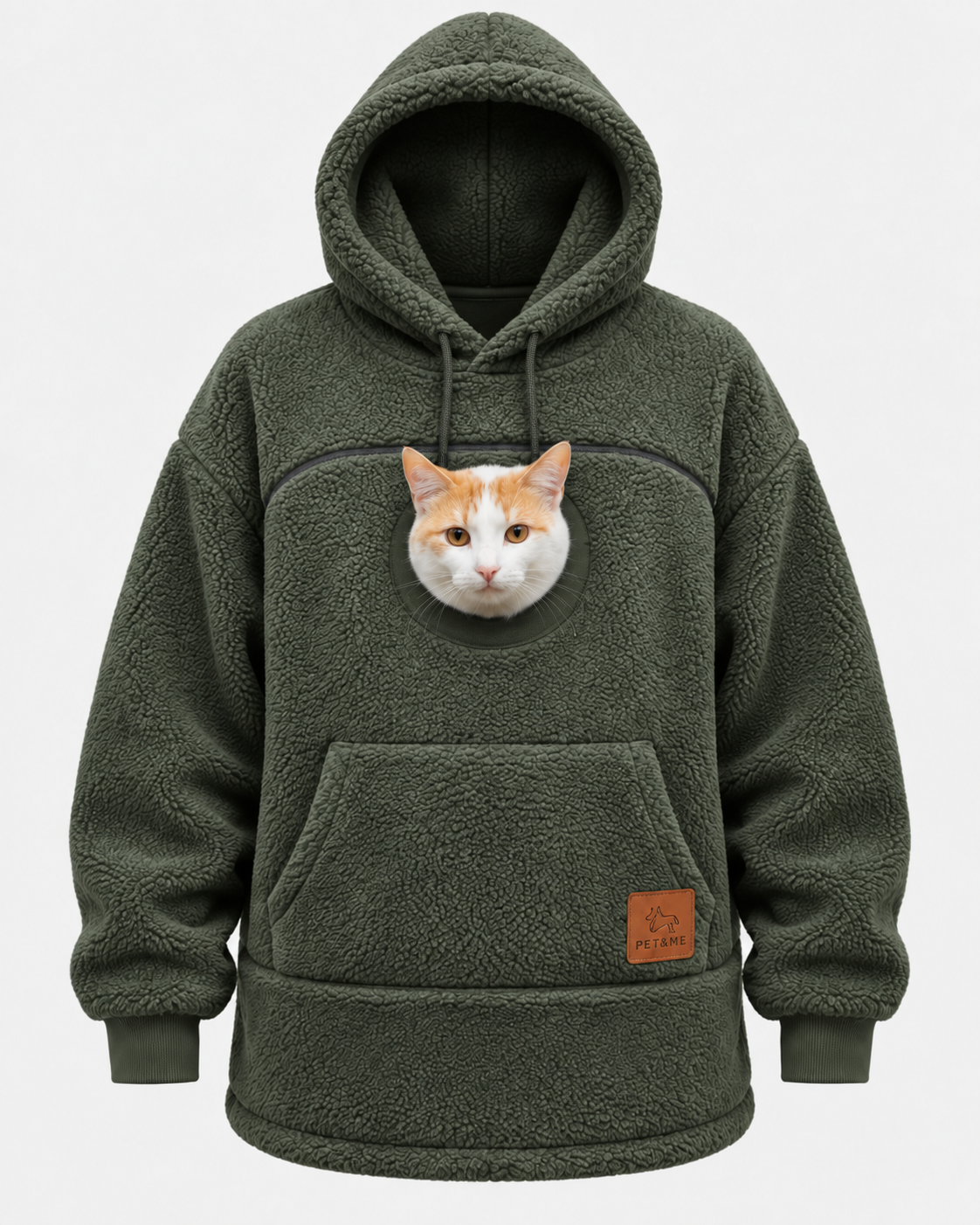 Oversized Sherpa Hoodie with Built-In Pet Pouch