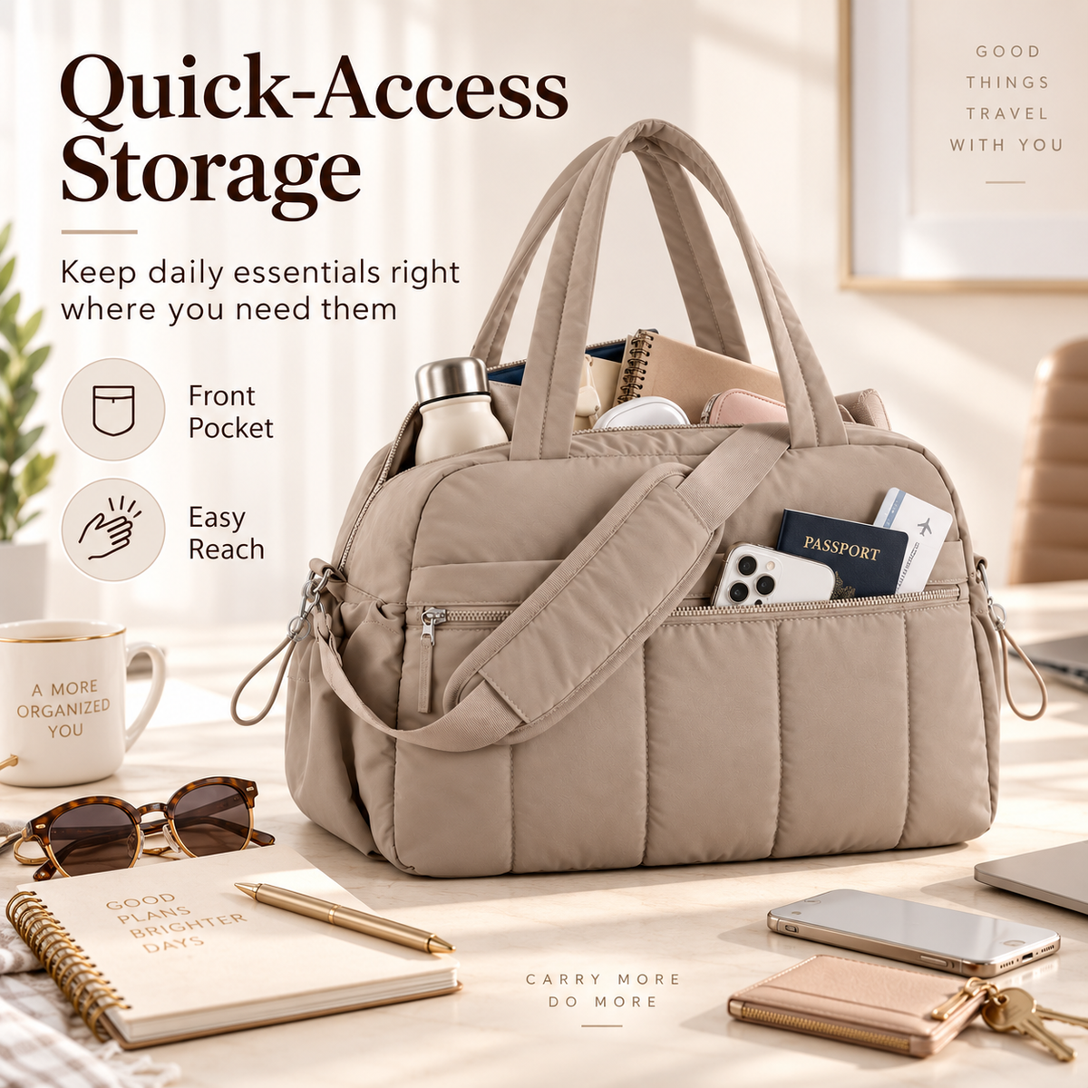 Large Capacity Travel Tote Bag with Wet & Dry Compartment