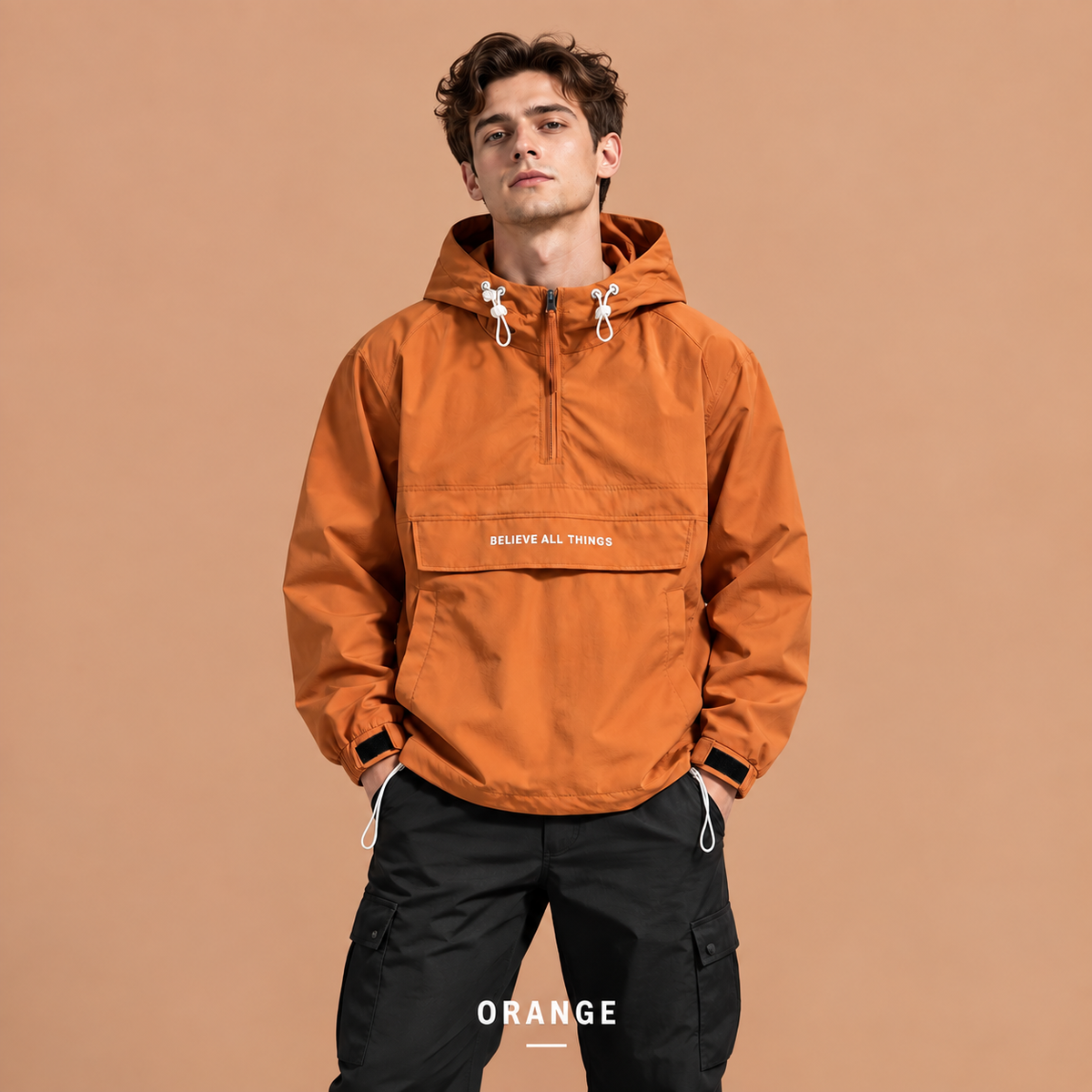 Men’s Lightweight Half-Zip Hooded Windbreaker