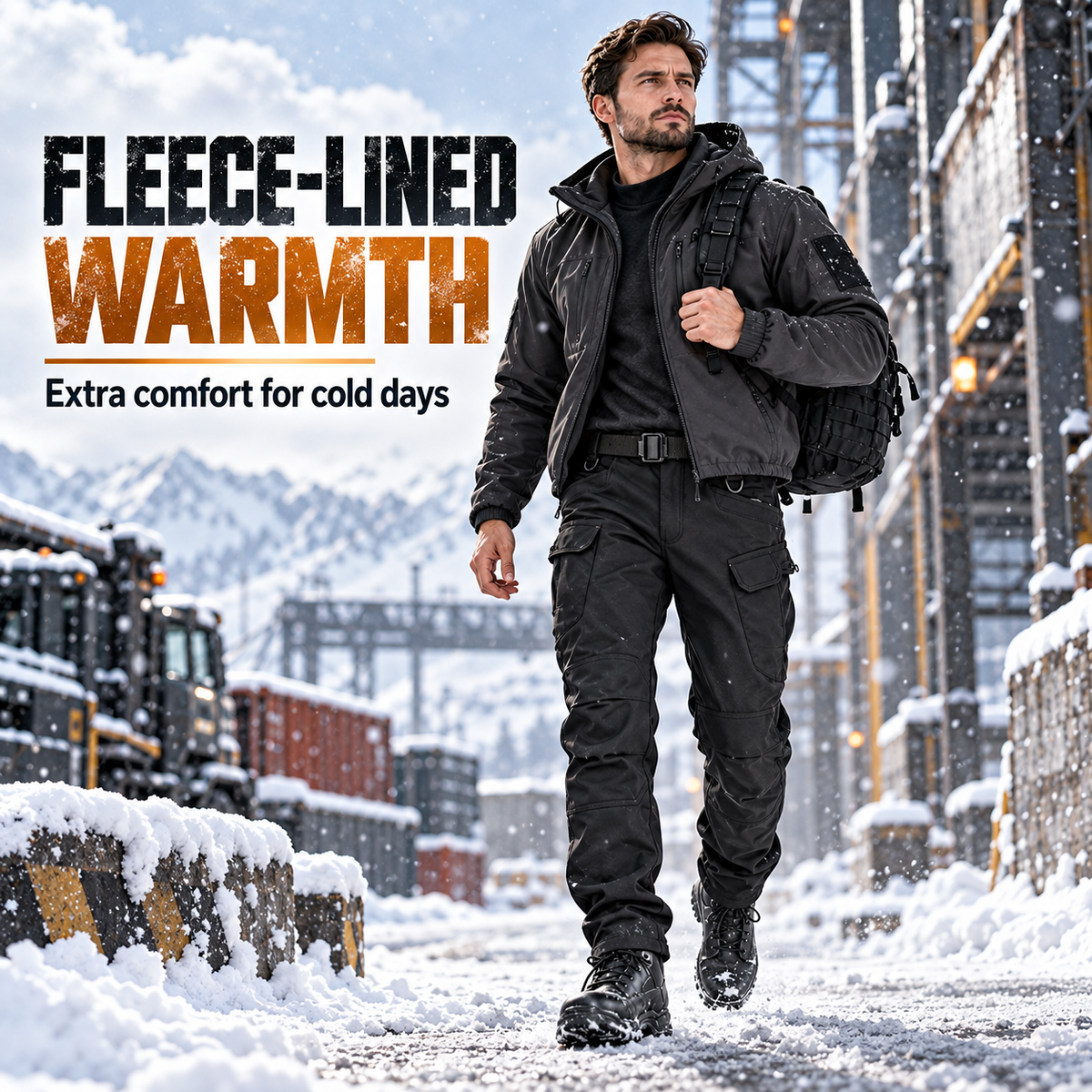 Men’s Fleece-Lined Tactical Cargo Pants