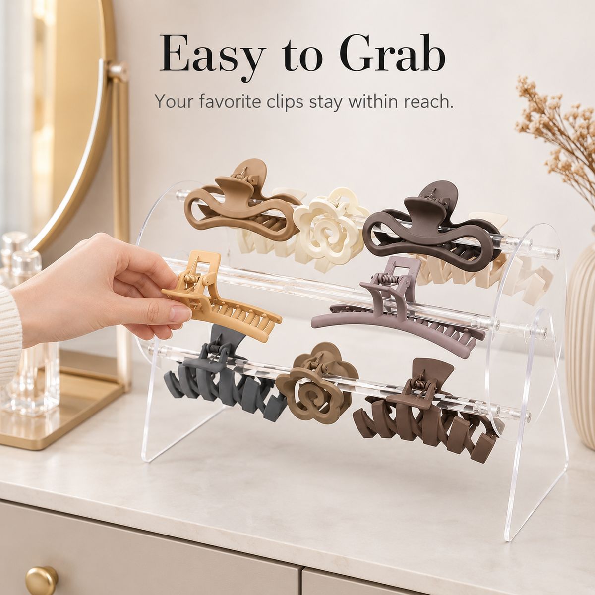 360-degree rotating gripper storage rack
