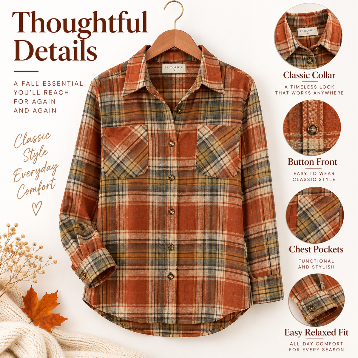 Easy Layer Plaid Shirt – Relaxed Fit Fall Shacket