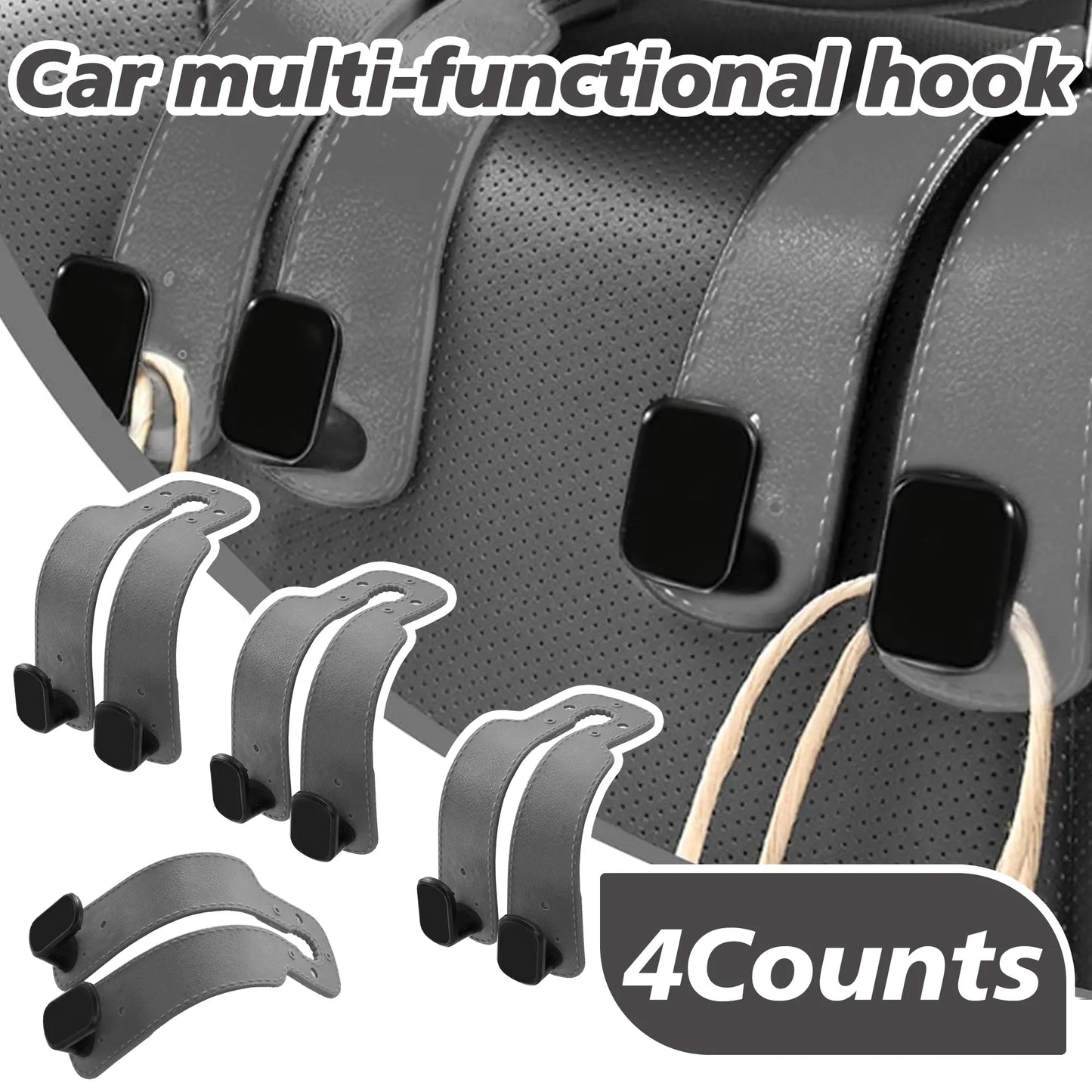 🛍️ No More Spills! Upgrade Your Car with the Softest, Luxury Double-Hooks (4-Piece Set)! 🚘✨