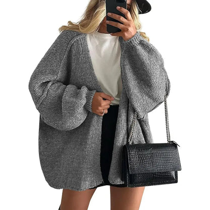 🍂 Cozy Fall Elegance | Women's Oversized Cardigan Sweater, Lightweight Long Lantern Sleeve Open-Front Knitwear Top ✨
