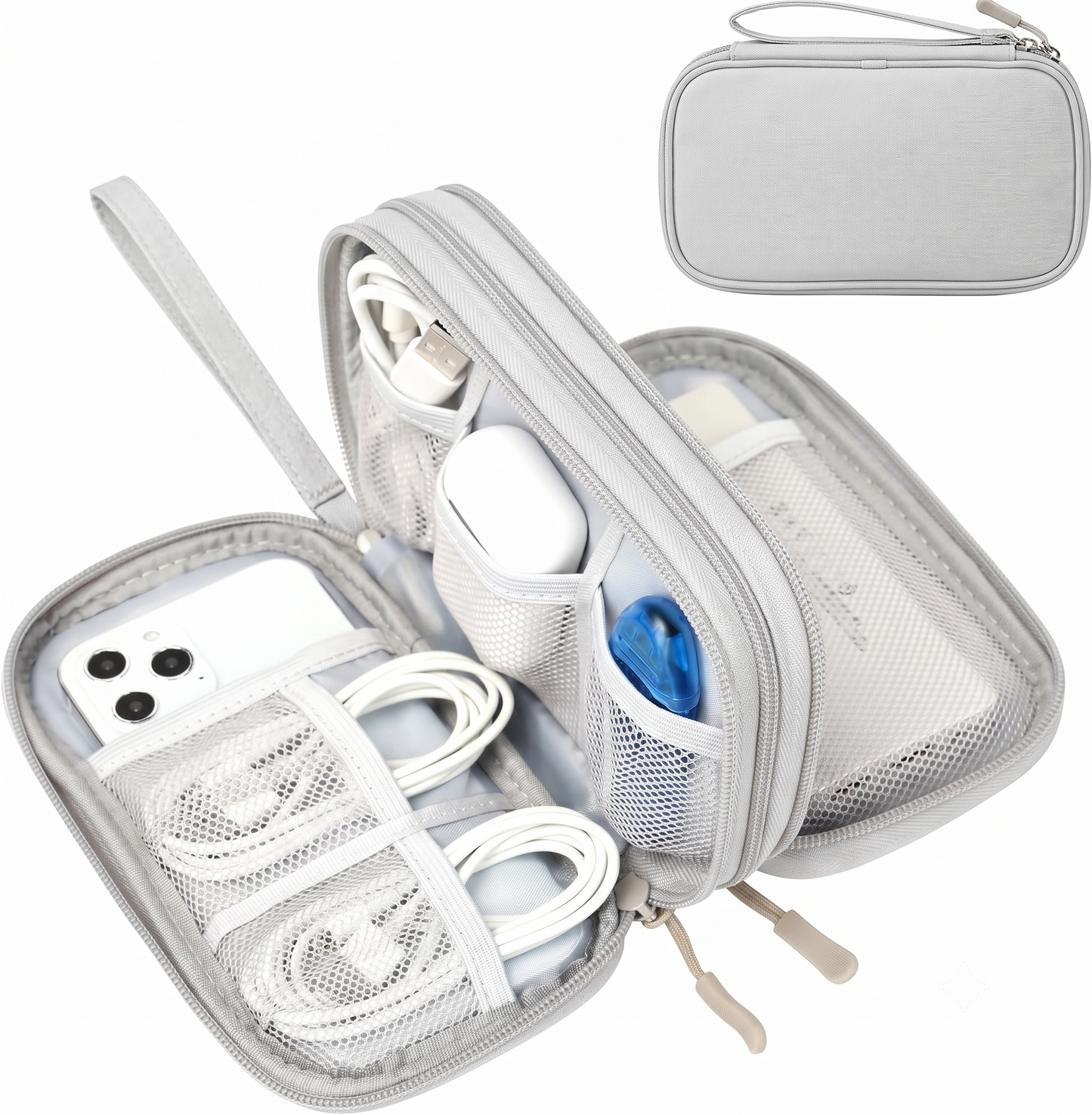 🔌 Master Your Cable Chaos | Double-Layer Electronic Travel Organiser, Waterproof Electronics Accessories Carry Bag for Cables, Charger & Phone ✨