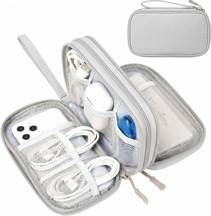 🔌 Master Your Cable Chaos | Double-Layer Electronic Travel Organiser, Waterproof Electronics Accessories Carry Bag for Cables, Charger & Phone ✨