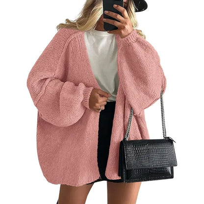 🍂 Cozy Fall Elegance | Women's Oversized Cardigan Sweater, Lightweight Long Lantern Sleeve Open-Front Knitwear Top ✨