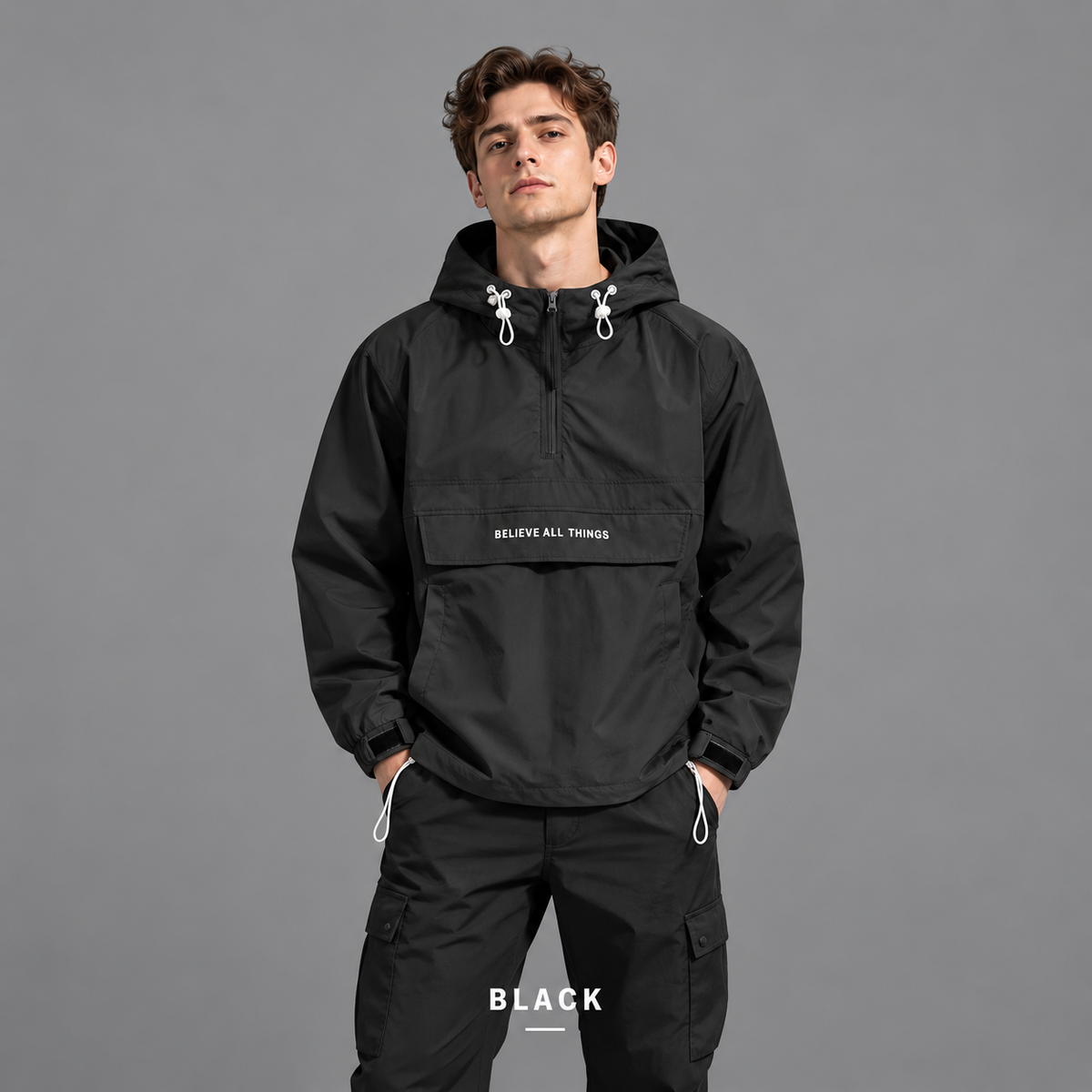 Men’s Lightweight Half-Zip Hooded Windbreaker