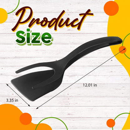🍳 Flip with Ease | 2-in-1 Multi-Functional Kitchen Spatula Tongs with Food-Grade Silicone Tips 🥩