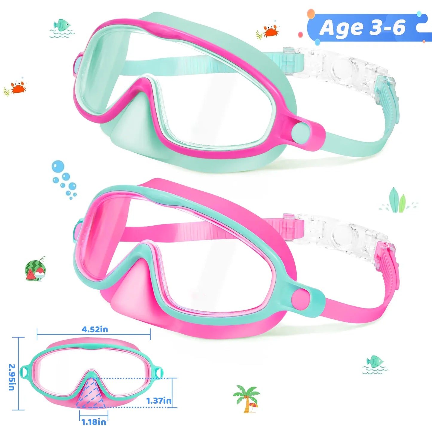 （1-Pack）🔥 Adios, Water-in-Nose Panic! The Ultimate 2-in-1 Kids Swim Goggles with Integrated Nose Cover That Protects Their Summer Joy! 🌊🥈