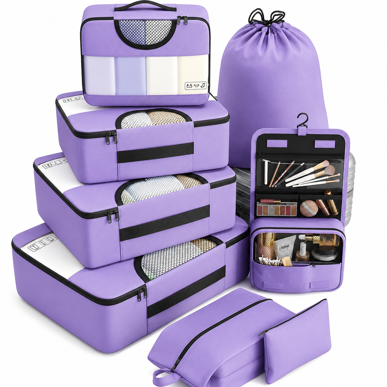 🎒Daily Decluttering | Portable 8-Piece Multifunctional Foldable Storage Bag and Travel Organizer Set ✨