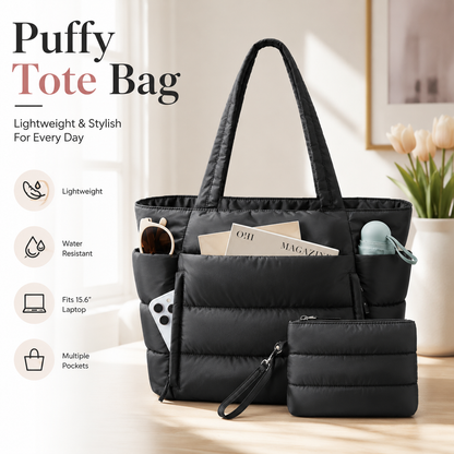 🌸 Floral Puffy Tote Bag for Women