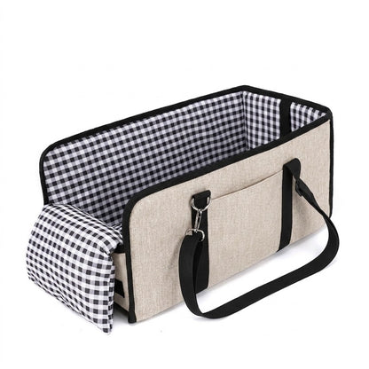 Console dog car seat with armrests