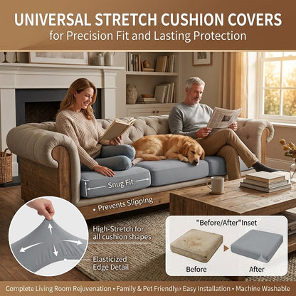 🛋️ Instant Patio & Living Room Makeover | 4/8/12/14-Piece High Elasticity Outdoor Sofa Cushion Covers, Washable All-Season Durable Slipcovers ✨