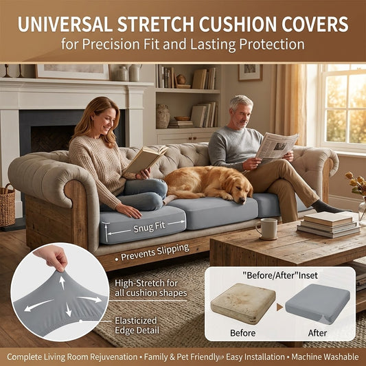 🛋️ Instant Patio & Living Room Makeover | 4/8/12/14-Piece High Elasticity Outdoor Sofa Cushion Covers, Washable All-Season Durable Slipcovers ✨