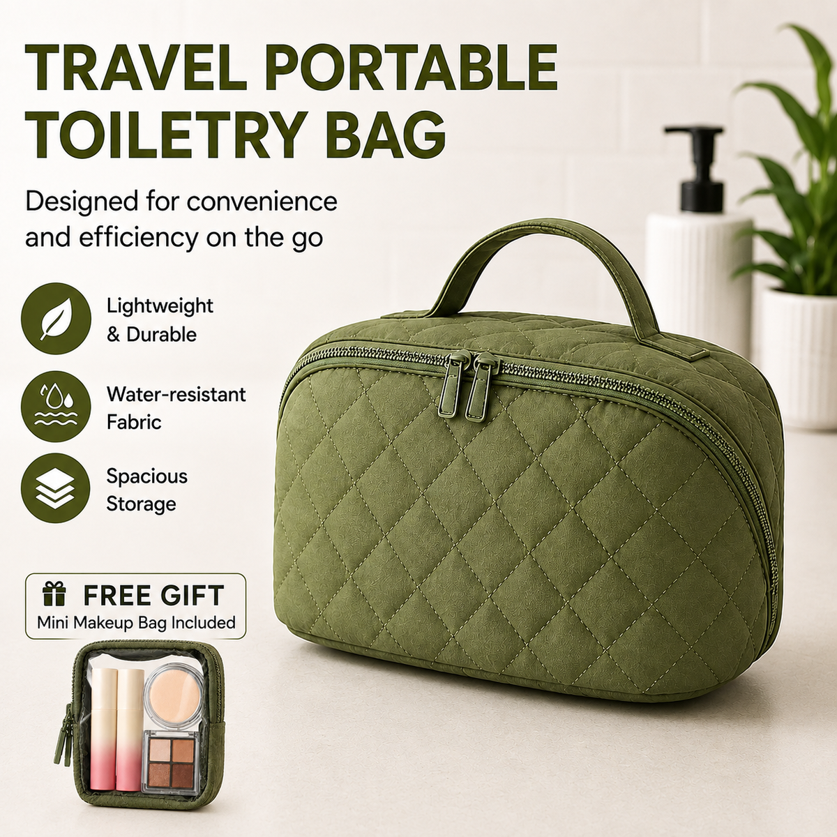✈️✨ The Perfect Travel Toiletry Bag — Includes a Free Mini Pouch