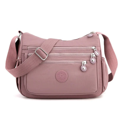 Multi-Pocket Nylon Crossbody Bag