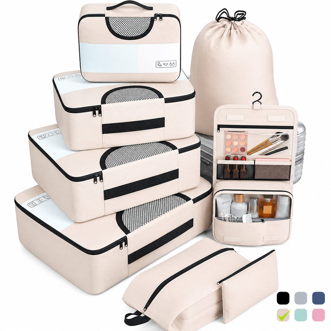 🎒Daily Decluttering | Portable 8-Piece Multifunctional Foldable Storage Bag and Travel Organizer Set ✨