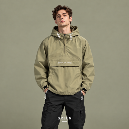 Men’s Lightweight Half-Zip Hooded Windbreaker