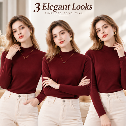 Women's Slim-Fit Mock Neck Knit Top