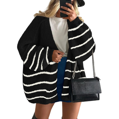 🍂 Cozy Fall Elegance | Women's Oversized Cardigan Sweater, Lightweight Long Lantern Sleeve Open-Front Knitwear Top ✨