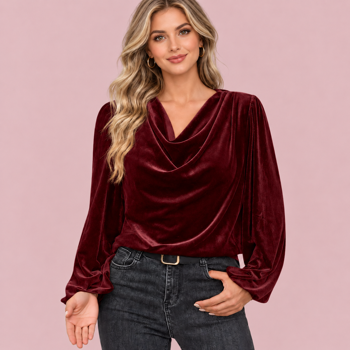 Women’s Fleece Turtleneck Long Sleeve Top