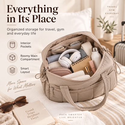 Large Capacity Travel Tote Bag with Wet & Dry Compartment