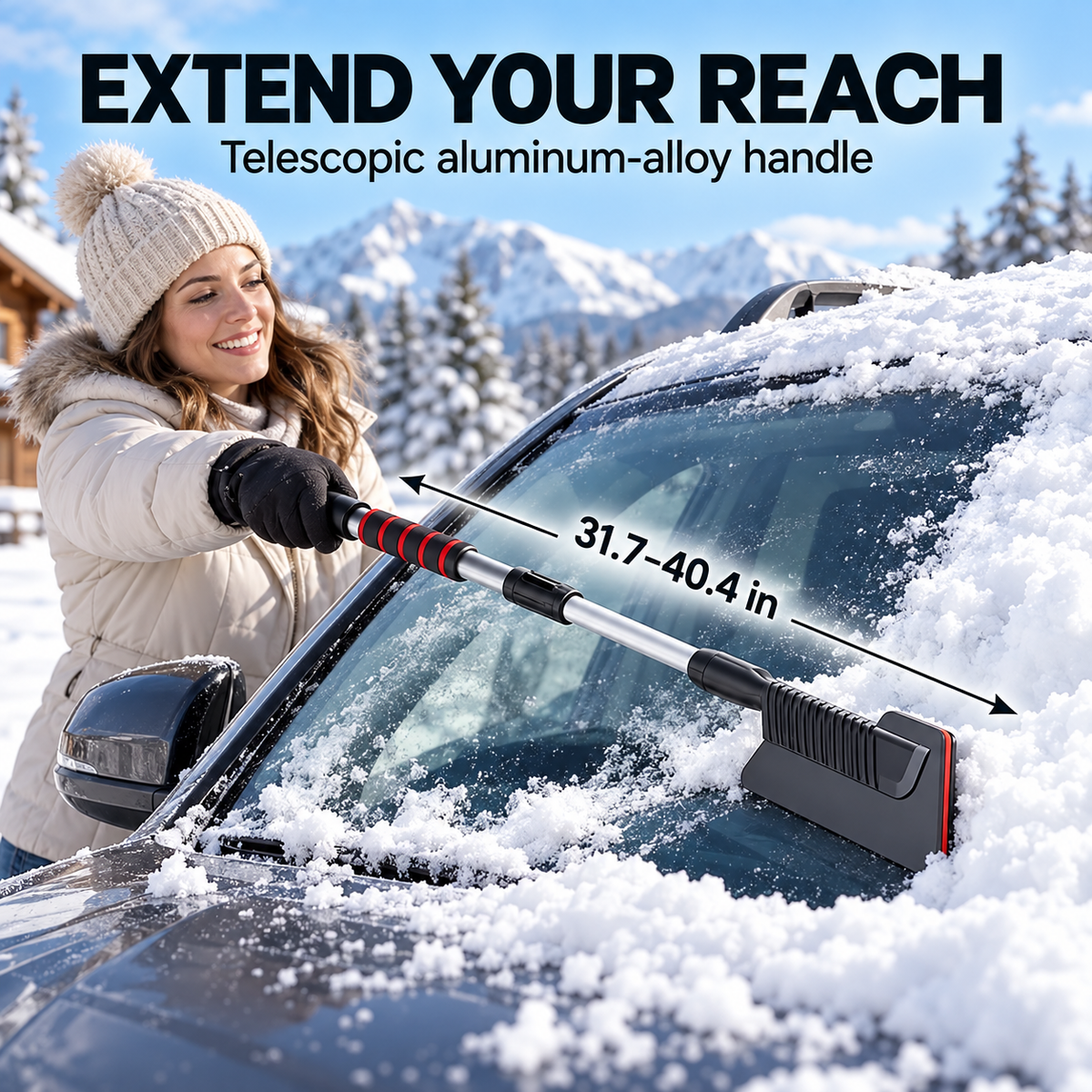 3-in-1 Extendable Car Snow Brush & Ice Scraper
