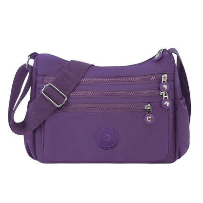 Multi-Pocket Nylon Crossbody Bag