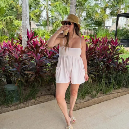🔥 The Anti-Tight Summer Uniform: The 95% Cotton Oversized Strappy Romper That Snatches Your Vibe & Frees Your Body! ☁️✨
