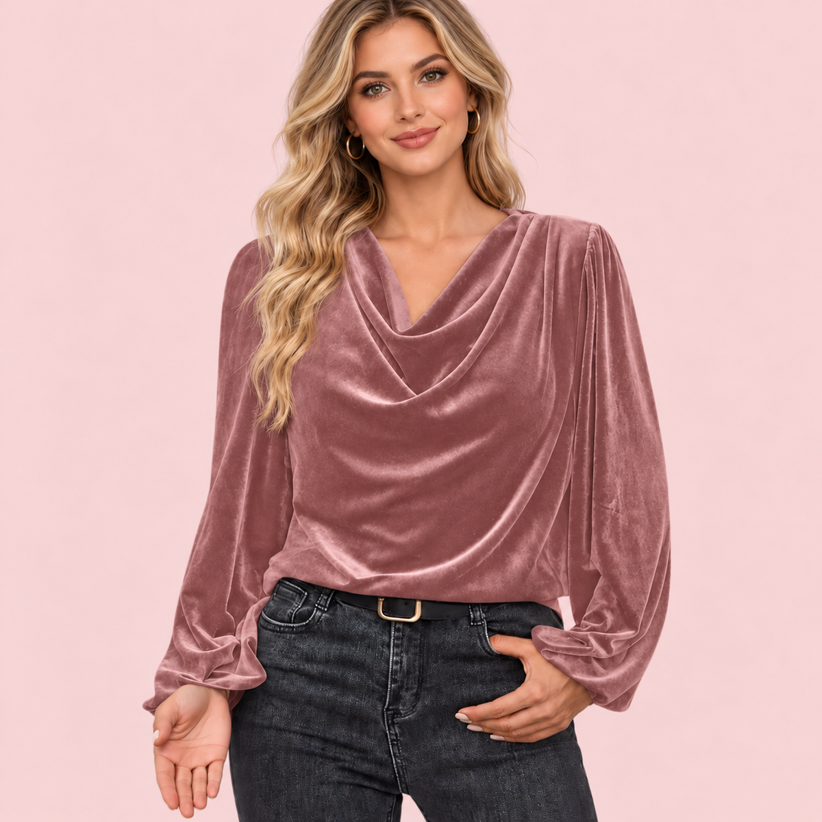 Women’s Fleece Turtleneck Long Sleeve Top